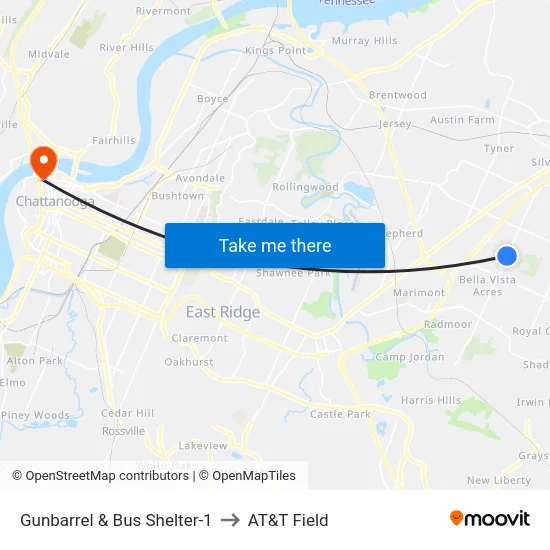 Gunbarrel & Bus Shelter-1 to AT&T Field map