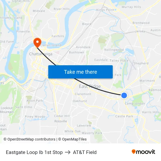 Eastgate Loop Ib 1st Stop to AT&T Field map