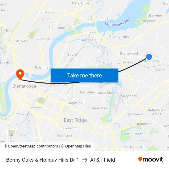 Bonny Oaks & Holiday Hills Dr-1 to AT&T Field map