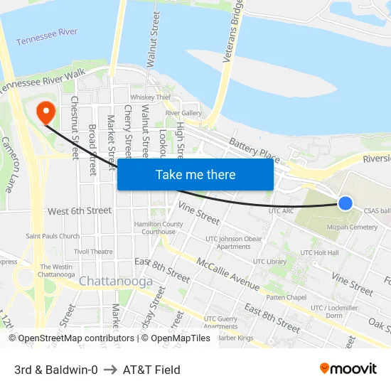 3rd & Baldwin-0 to AT&T Field map
