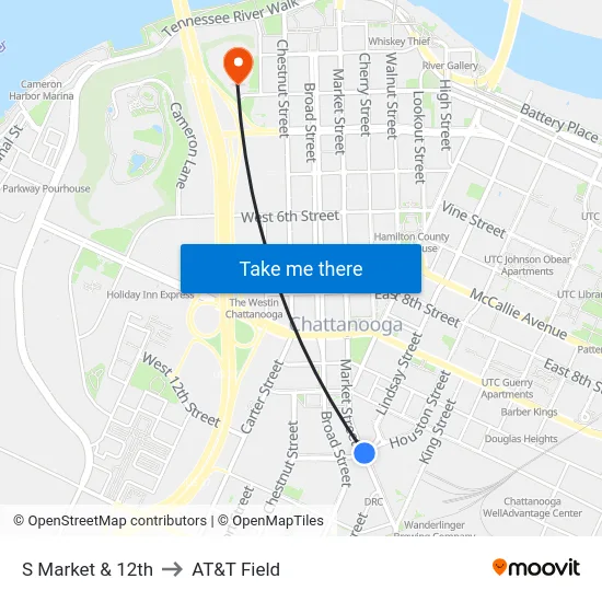S Market & 12th to AT&T Field map