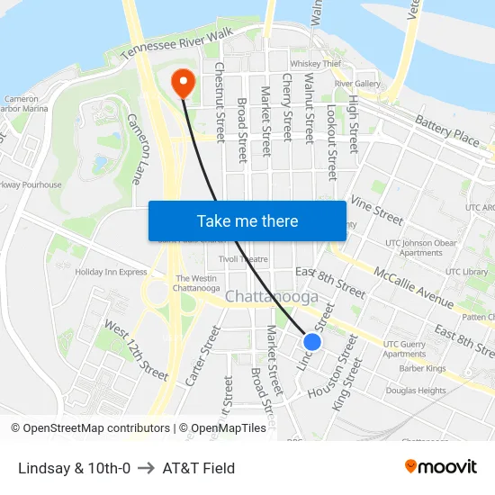 Lindsay & 10th-0 to AT&T Field map