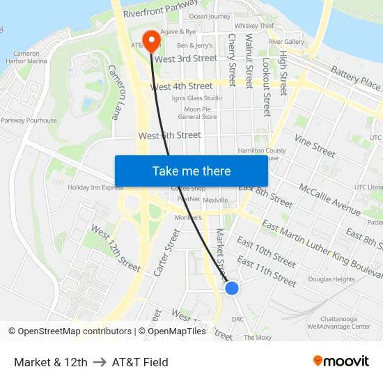 Market & 12th to AT&T Field map