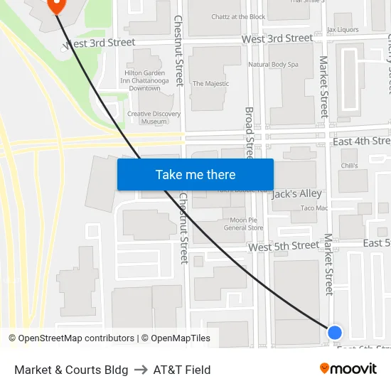 Market & Courts Bldg to AT&T Field map