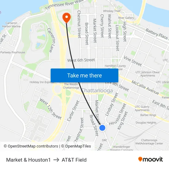 Market & Houston1 to AT&T Field map