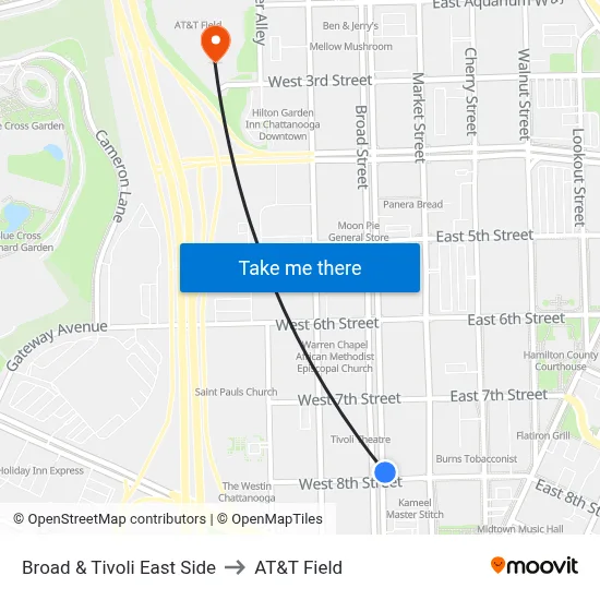 Broad & Tivoli East Side to AT&T Field map