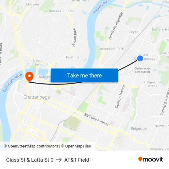 Glass St & Latta St-0 to AT&T Field map