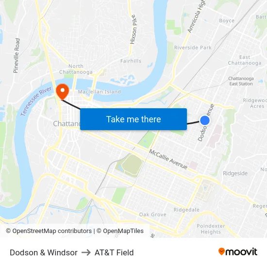 Dodson & Windsor to AT&T Field map