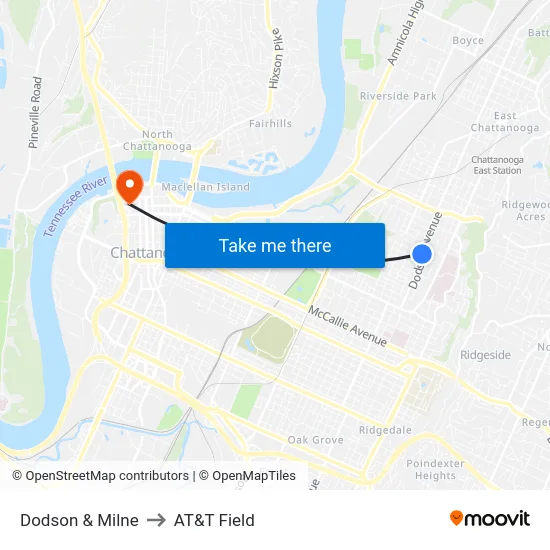 Dodson & Milne to AT&T Field map