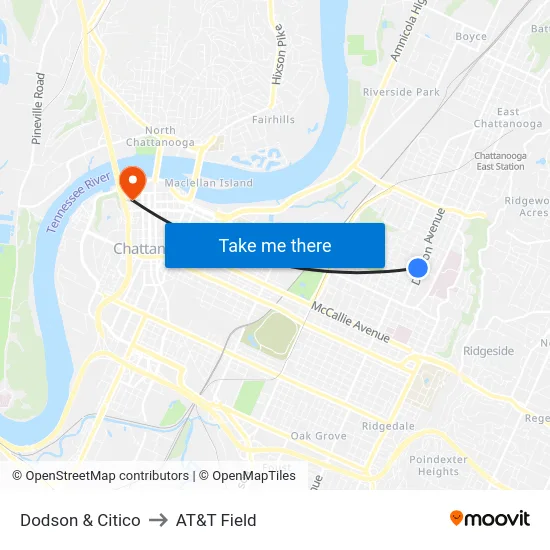 Dodson & Citico to AT&T Field map