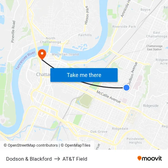 Dodson & Blackford to AT&T Field map