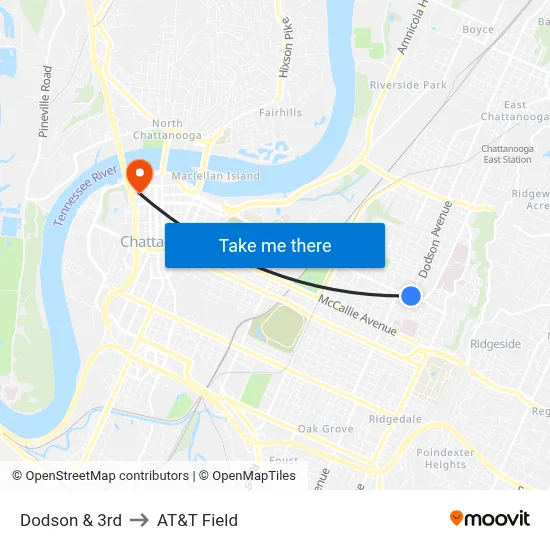 Dodson & 3rd to AT&T Field map