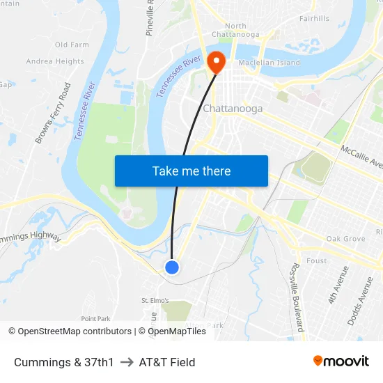 Cummings & 37th1 to AT&T Field map