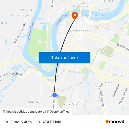 St. Elmo & 40th1 to AT&T Field map