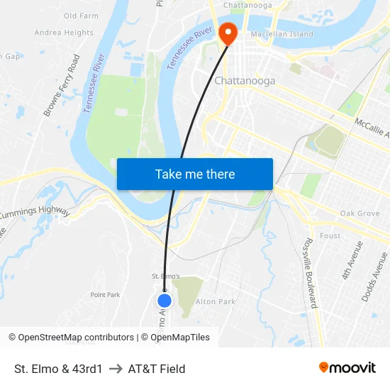 St. Elmo & 43rd1 to AT&T Field map