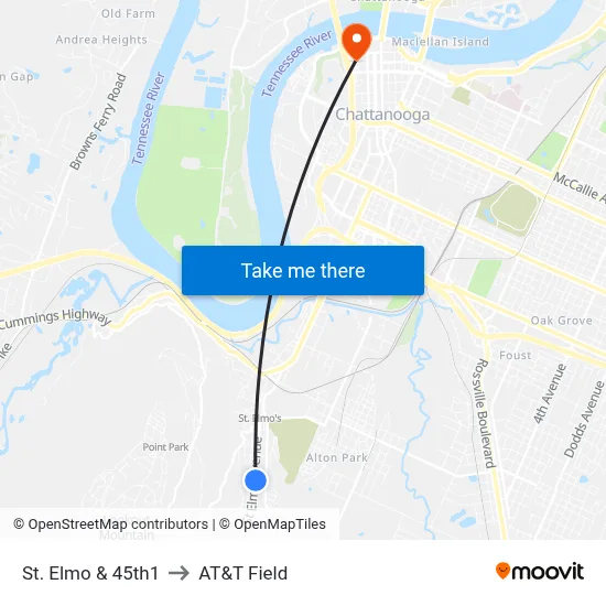 St. Elmo & 45th1 to AT&T Field map