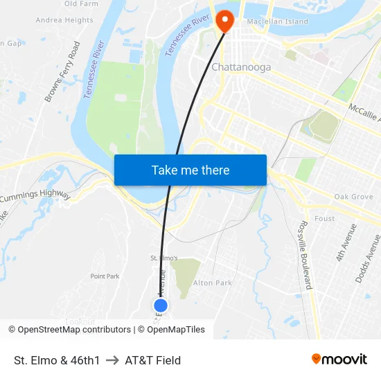 St. Elmo & 46th1 to AT&T Field map