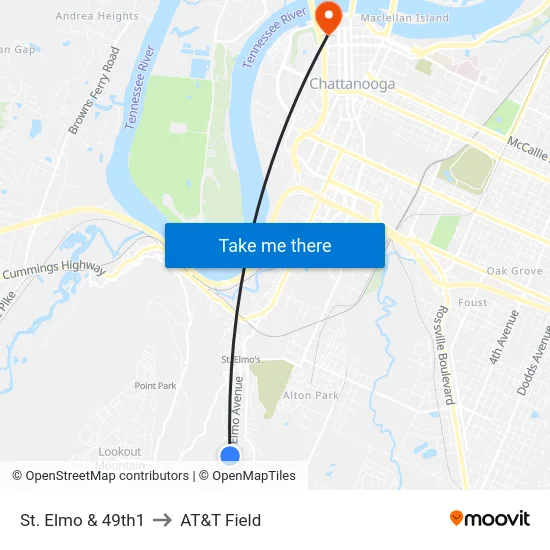 St. Elmo & 49th1 to AT&T Field map