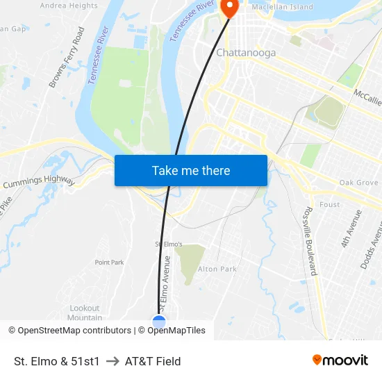 St. Elmo & 51st1 to AT&T Field map