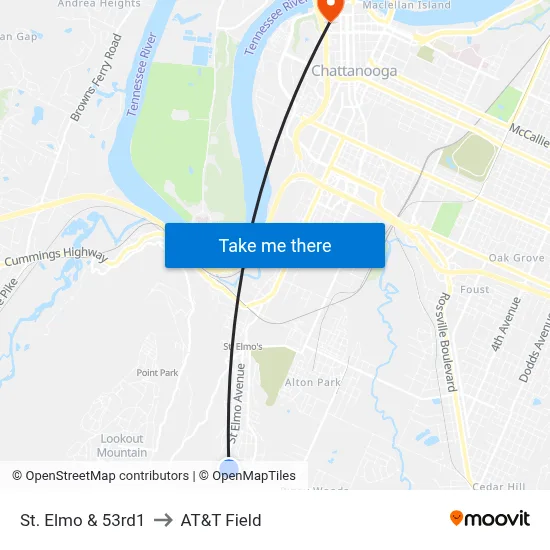 St. Elmo & 53rd1 to AT&T Field map