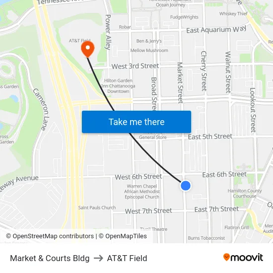 Market & Courts Bldg to AT&T Field map