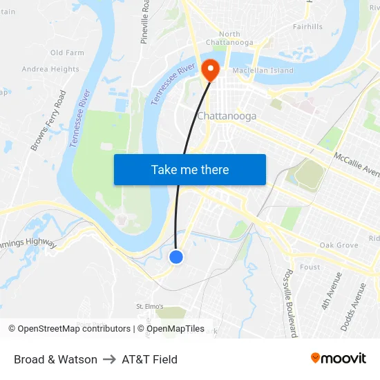 Broad & Watson to AT&T Field map