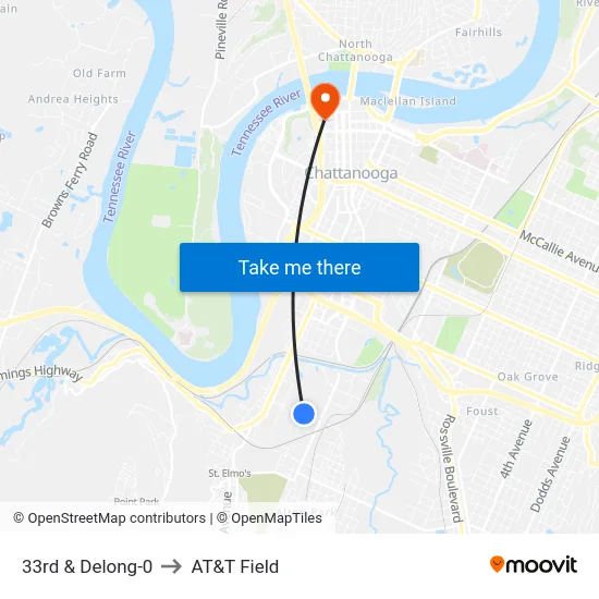 33rd & Delong-0 to AT&T Field map