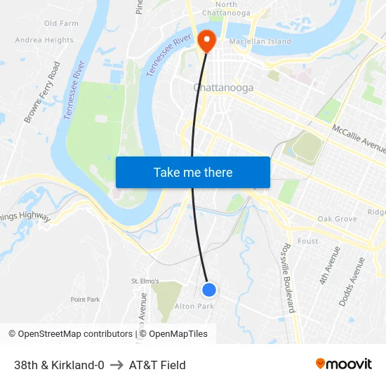 38th & Kirkland-0 to AT&T Field map
