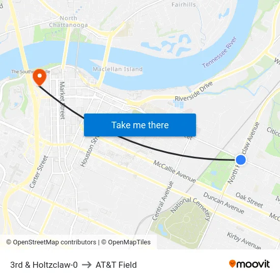 3rd & Holtzclaw-0 to AT&T Field map