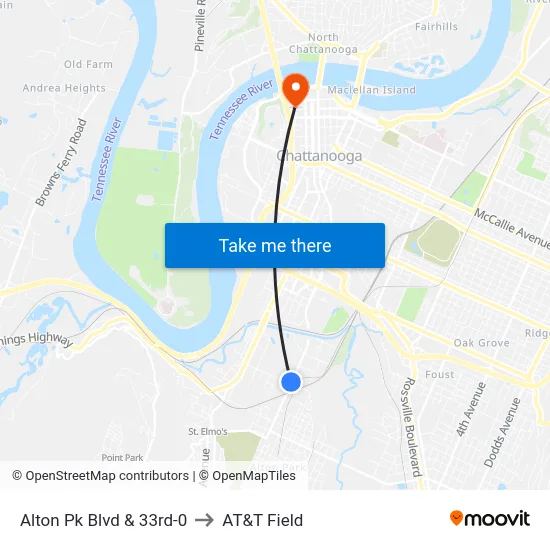 Alton Pk Blvd & 33rd-0 to AT&T Field map