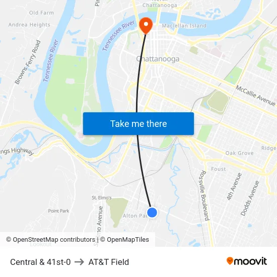 Central & 41st-0 to AT&T Field map