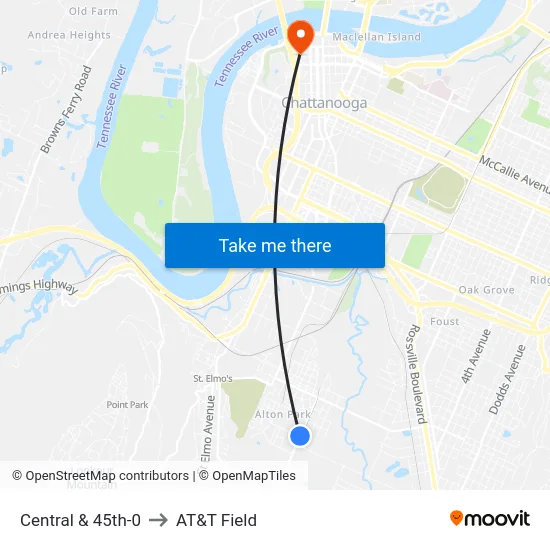 Central & 45th-0 to AT&T Field map