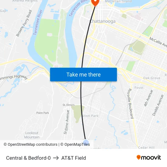 Central & Bedford-0 to AT&T Field map