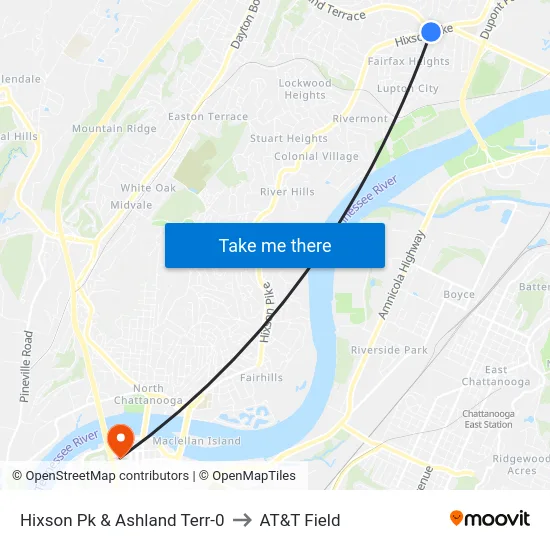 Hixson Pk & Ashland Terr-0 to AT&T Field map