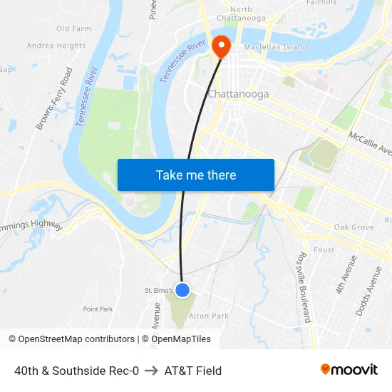 40th & Southside Rec-0 to AT&T Field map