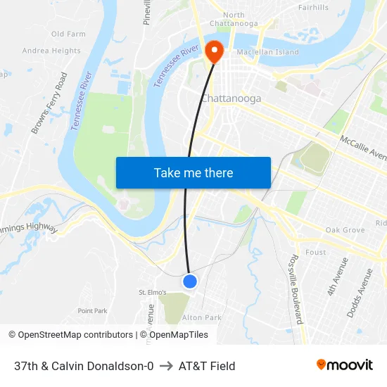 37th & Calvin Donaldson-0 to AT&T Field map