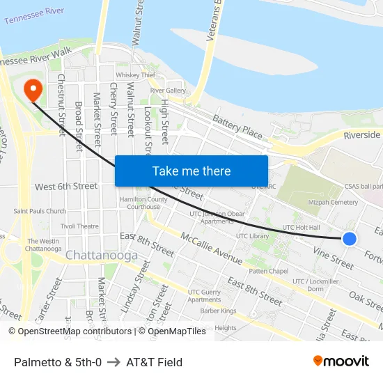Palmetto & 5th-0 to AT&T Field map