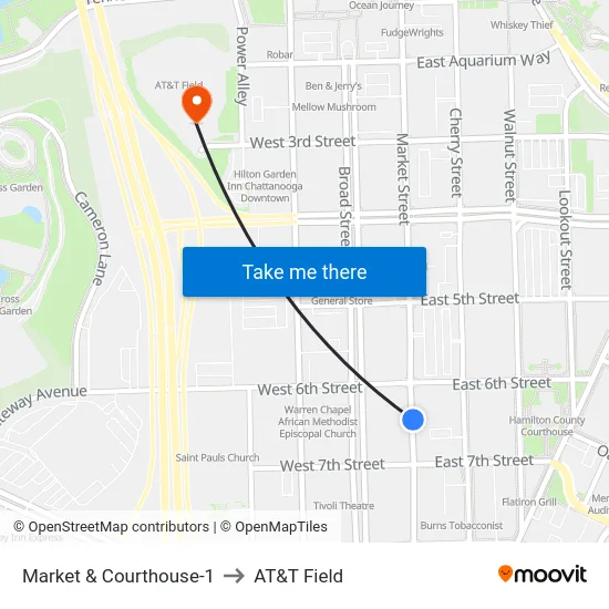 Market & Courthouse-1 to AT&T Field map