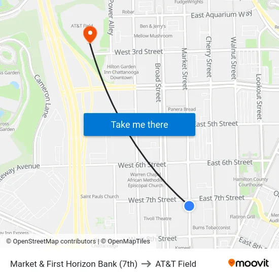 Market & First Horizon Bank (7th) to AT&T Field map