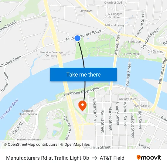 Manufacturers Rd at Traffic Light-Ob to AT&T Field map