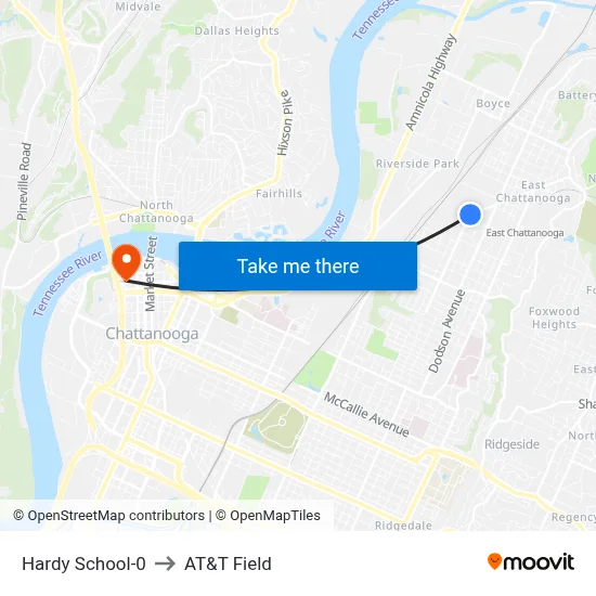Hardy School-0 to AT&T Field map