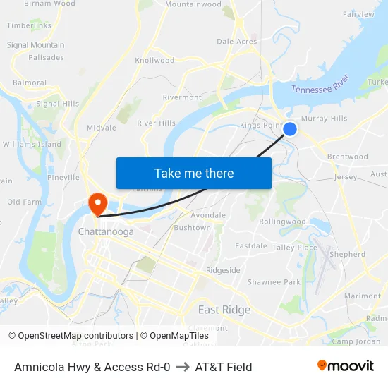 Amnicola Hwy & Access Rd-0 to AT&T Field map