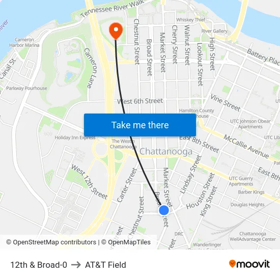 12th & Broad-0 to AT&T Field map