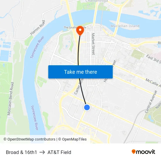Broad & 16th1 to AT&T Field map