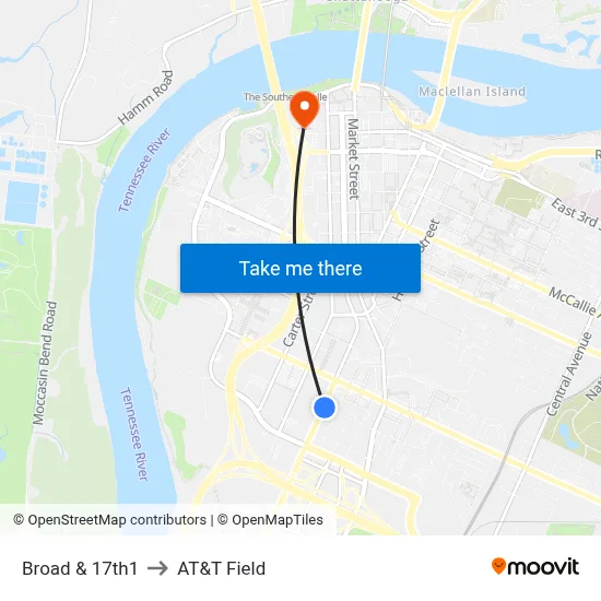 Broad & 17th1 to AT&T Field map