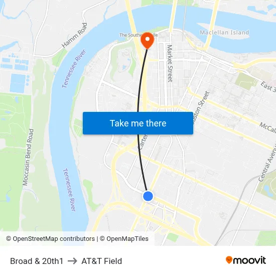 Broad & 20th1 to AT&T Field map