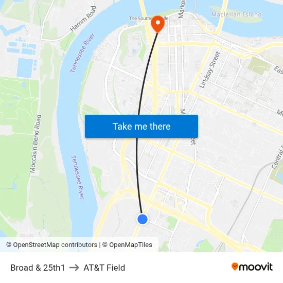 Broad & 25th1 to AT&T Field map