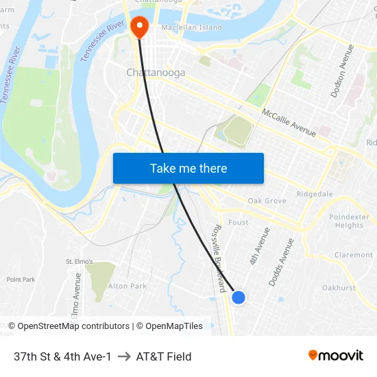 37th St & 4th Ave-1 to AT&T Field map