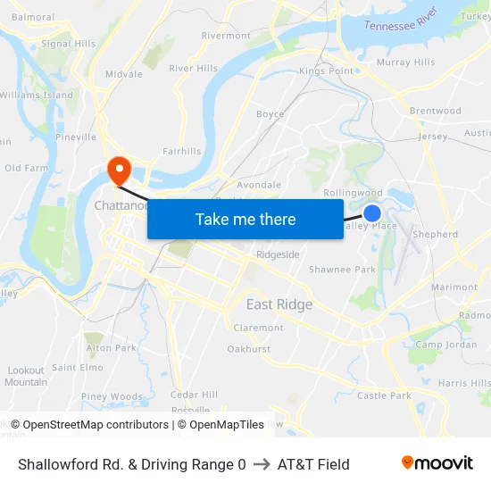 Shallowford Rd. & Driving Range 0 to AT&T Field map