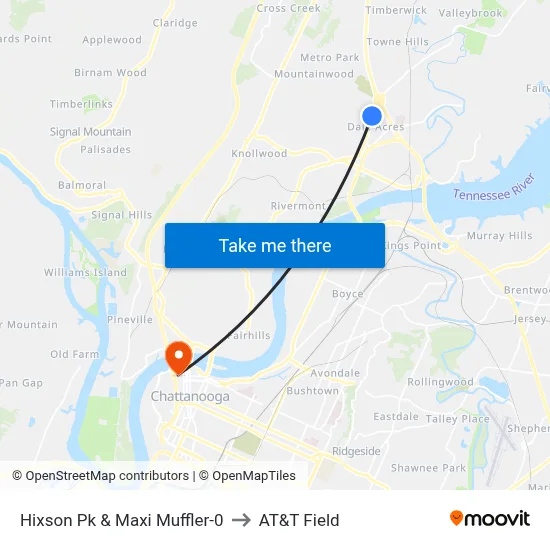 Hixson Pk & Maxi Muffler-0 to AT&T Field map